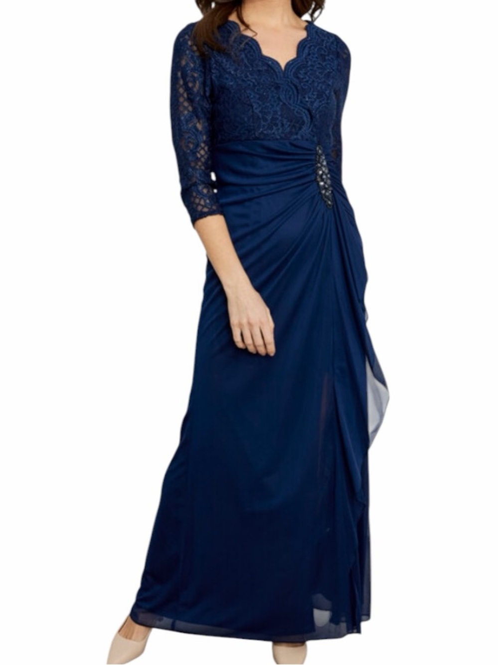 Alex Evenings Size 6 Blue Embroidered Lace Gown NWT Formal Evening Dress